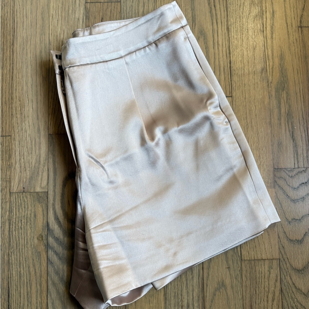 Silky Beige/Dusty Pink Satin Shorts